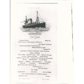 Waikare (ship) menu for luncheon 4-1-10