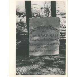 Aspinall, John grave in bush, western Australia d.1896