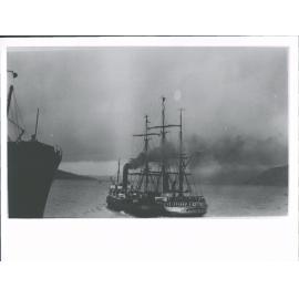 Ship "City of New York" assisted by tug "Dunedin"