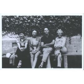 On Mason's left is wife-to-be Dorothea Beyda, right Jean Alison, unknown far right.