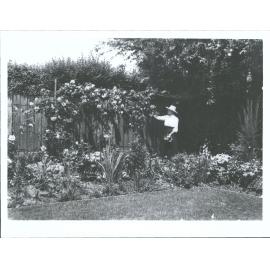"Grannie in her garden "[Jervois Rd?]