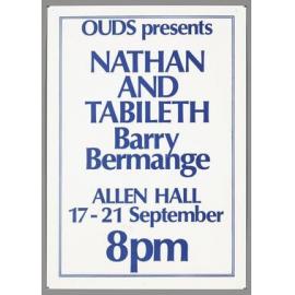 "OUDS presents Nathan and Tabileth Barry Bermange Allen Hall 17-21 September 8pm"