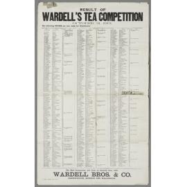 "Result of Wardell's Tea Competition October 31, 1901."