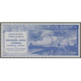 'Night Express - South Island' timetable