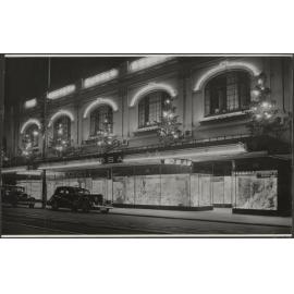 Illuminated DSA building, George Street, Dunedin, 'Xmas frontage 1955'