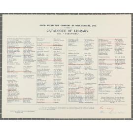 Catalogue of S.S. Tarawera library