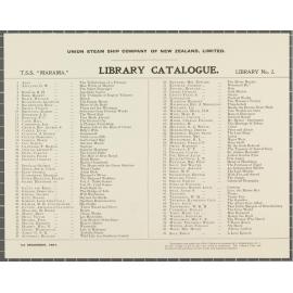 Catalogue of S.S. Marama Library no.2