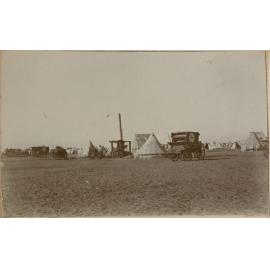 'Zeitoun Camp, camp kitchen & ambulance wagons'