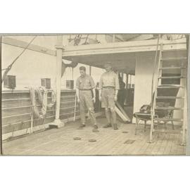 Two men playing quoits on HMNZHS Maheno