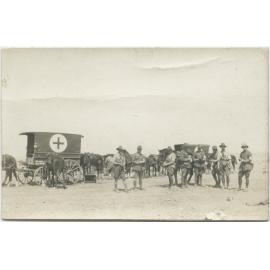 Soldiers and horse-drawn ambulances