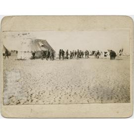 'Camp scene at Zeitoun, notice mounted police holding the horses'