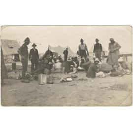 Soldiers [with visitors?] in camp