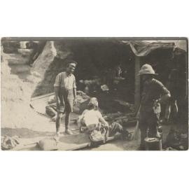 'Dressing Station at Walker's Ridge, on day of Armistice, wounded Turk who had been lying in no mans land for a week'