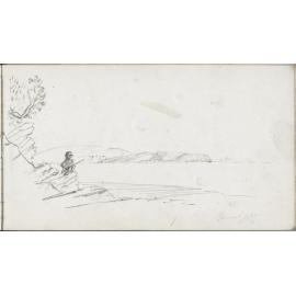 Sketch of man on cliff
