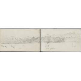 Sketch of panorama of mountains near Okarito