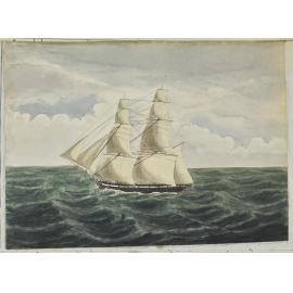 'The Calder sailing before a fresh breeze towards Valparaiso' (watercolour on paper)