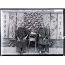 Two elderly Chinese women with tea basket, 'the mothers of the church at Leung Lin'