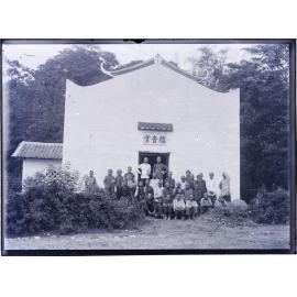 A group of people in front of chapel
