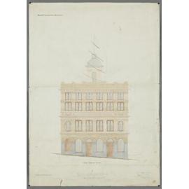 Front elevation plan of Hallenstein's New Zealand Clothing Factory, Dowling Street, Dunedin, David Ross architect