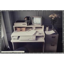 Desk, computer in Robert's apartment