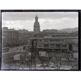 Chief Post Office construction site, and Stock Exchange Buildings, Dunedin