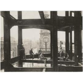 Workmen on Dunedin Chief Post Office girders