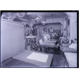 Men at work with litho blocks, Coulls Somerville Wilkie, Crawford Street, Dunedin