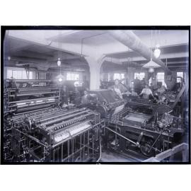 Men in a workshop with printing presses, Coulls Somerville Wilkie, Crawford Street, Dunedin
