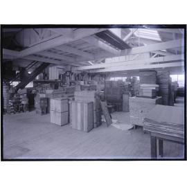 Crates, packages, and paper stock, Coulls Somerville Wilkie, Crawford Street, Dunedin