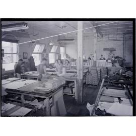 Women and men at work in the bindery, Coulls Somerville Wilkie, Crawford Street, Dunedin