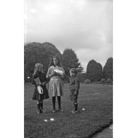 McGeorge children: Em, Flo holding rabbit, Fred