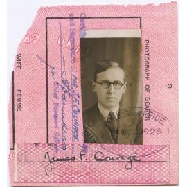 Photograph page from James Courage's passport