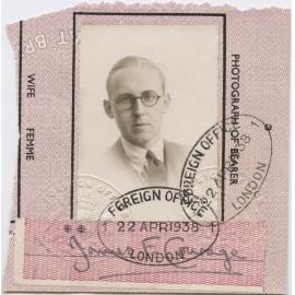 Photograph page from James Courage's passport