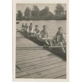 Rowers in boat