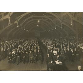 'Cost of living and anti-conscription demonstration, Colosseum, Christchurch, Sunday, 18 March 1917 (Showing the main portion of an audience of over 2,600 people)'