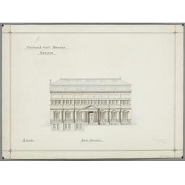 No. 559. [Otago Museum], plans for Provincial Government Museum, Great King Street, Dunedin, David Ross architect. 'Front elevation'.
