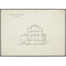 No. 559. [Otago Museum], plans for Provincial Government Museum, Great King Street, Dunedin, David Ross architect. Sheet 4. Transverse section'.