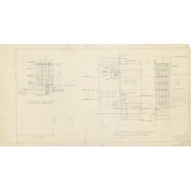 No. 668. Dunedin Public Library, plans for alterations and proposed extensions to library, Moray Place, Dunedin. Typical floor plan', south elevation, and east elevation.