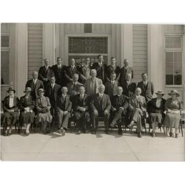 'Official group at first morning assembly, King's High School'