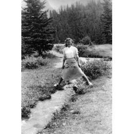 Louise Sutherland with 'one foot in British Columbia, one in Alberta!'