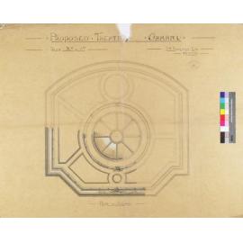 Oamaru Town Hall/Opera House, drawings of ceiling and arch, J.M. Forrester architect. Ceiling.