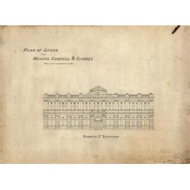 Connell and Clowes, plan for store, Oamaru. Harbour Street elevation.