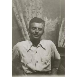 Portrait of man against wallpaper I