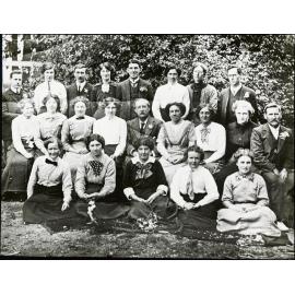 Unidentified group, mainly young adults, possibly associated with Mosgiel Presbyterian Church