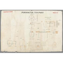 'Plans, elevations, and sections of pullies, shewing fixing of curve pullies'. Mornington Tramway, contract no. 8.