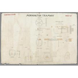 'Plans, elevations, and sections of pullies, shewing fixing of curve pullies'. Mornington Tramway, contract no. 8.