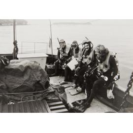 Kim Westerskov, John Witman, Mark Forndorfe and Kim Walsh on a diving expedition to Stewart Island