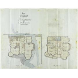 'Threave', residence of W. Shennan, 367 High Street, Dunedin, Lawson and Salmond architects. Ground plan, first floor plan.