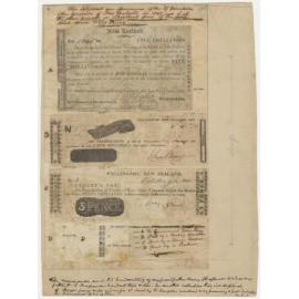 Four promissory notes : 'The subjoined are specimens of the 5/ Debentures of the Governor of N.Z. in 1844, and of other private individuals.'