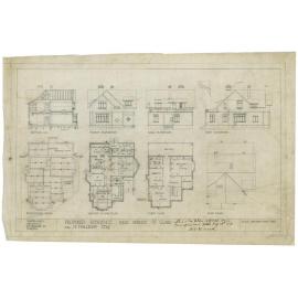 H. Halliday, plans and blueprints of residence, Ings Avenue, St Clair